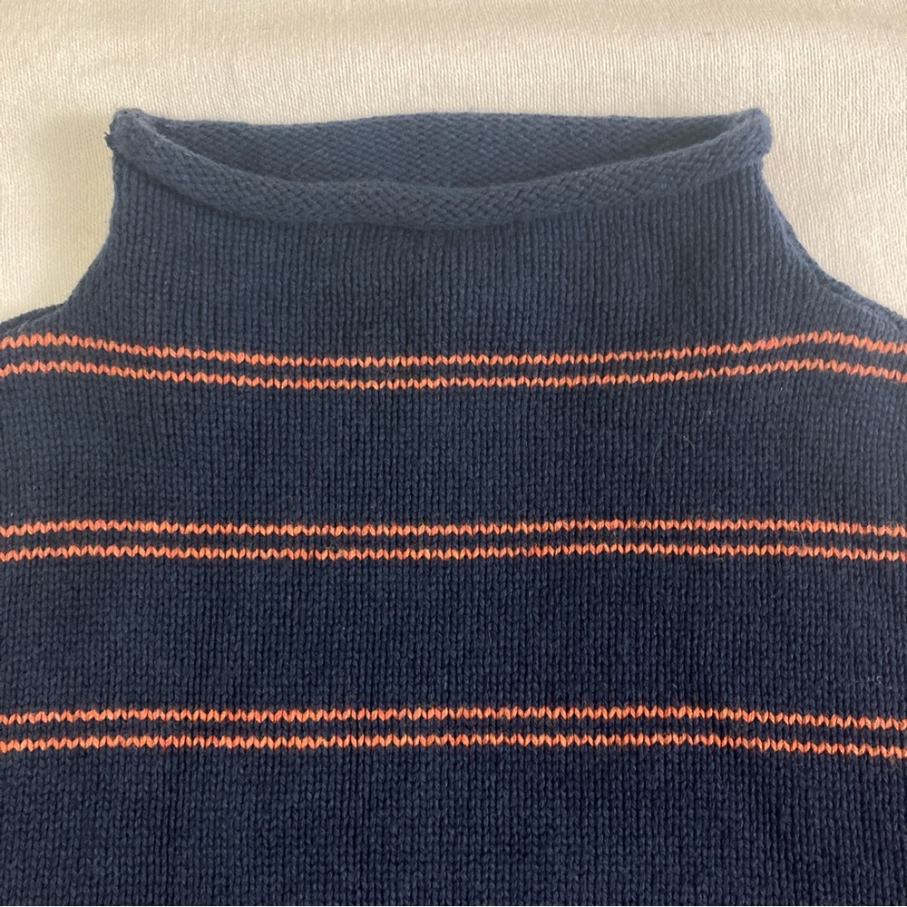 Madewell Glenmoor Stripep Mock Neck Sweater Wool Blend Small Blue Cotton/Wool - Picture 4 of 16